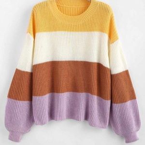 Zaful lantern sleeve striped sweater